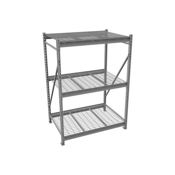 Tennsco Bulk Storage Rack - 48"W x 48"D x 84"H - Starter - 3 Shelf Levels - Wire Deck - Medium Gray